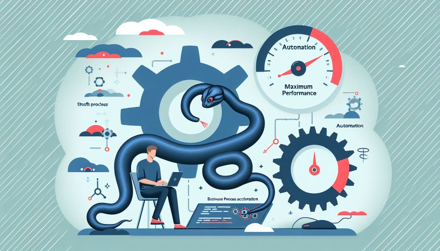 Mann arbeitet mit Laptop; Thema: Prozessautomatisierung steigert Geschäftseffizienz und Leistungsmaximum.