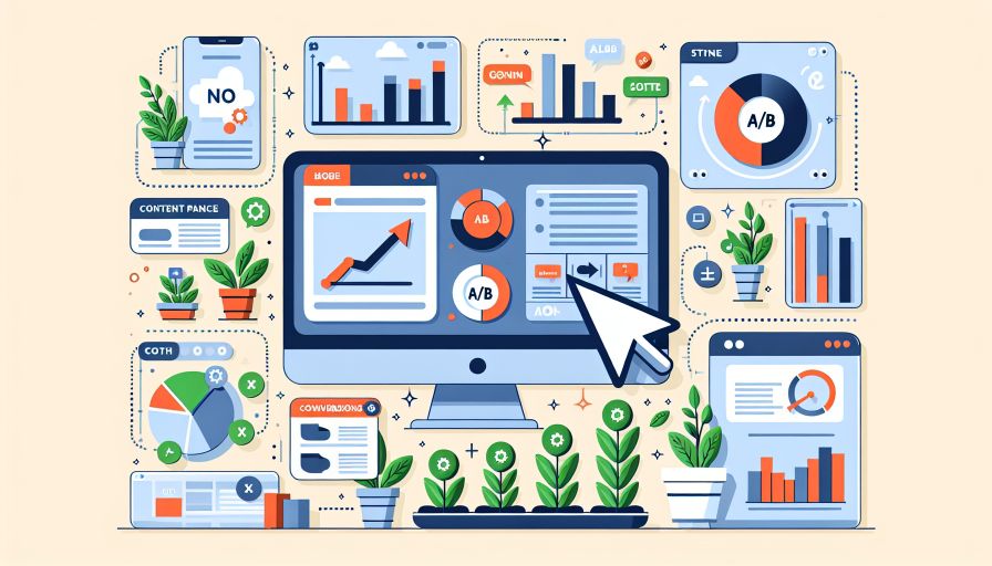 Illustration von digitalem Marketing und Datenanalyse, ideal für Beiträge zu SEO-Strategien und Online-Wachstum.