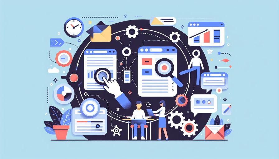 Illustration über effektives digitales Projektmanagement für bessere Teamkommunikation und optimierte Arbeitsprozesse.