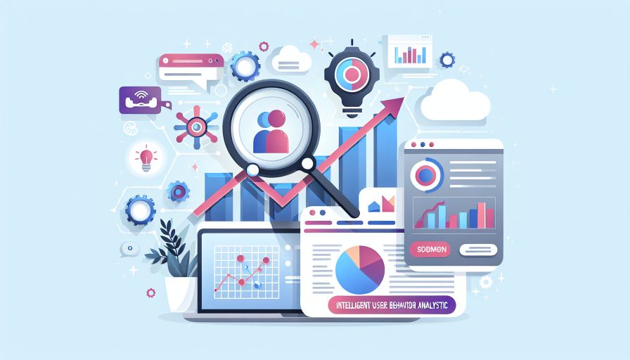 SEO-Diagramm zeigt Analytics-Tools und Datenvisualisierung zum Benutzerverhalten für optimiertes Website-Marketing.