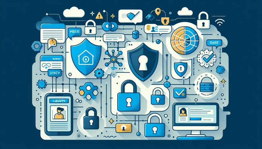 Cybersicherheit und Schutz im digitalen Zeitalter: Symbole und Icons veranschaulichen Sicherheitsstrategien online.