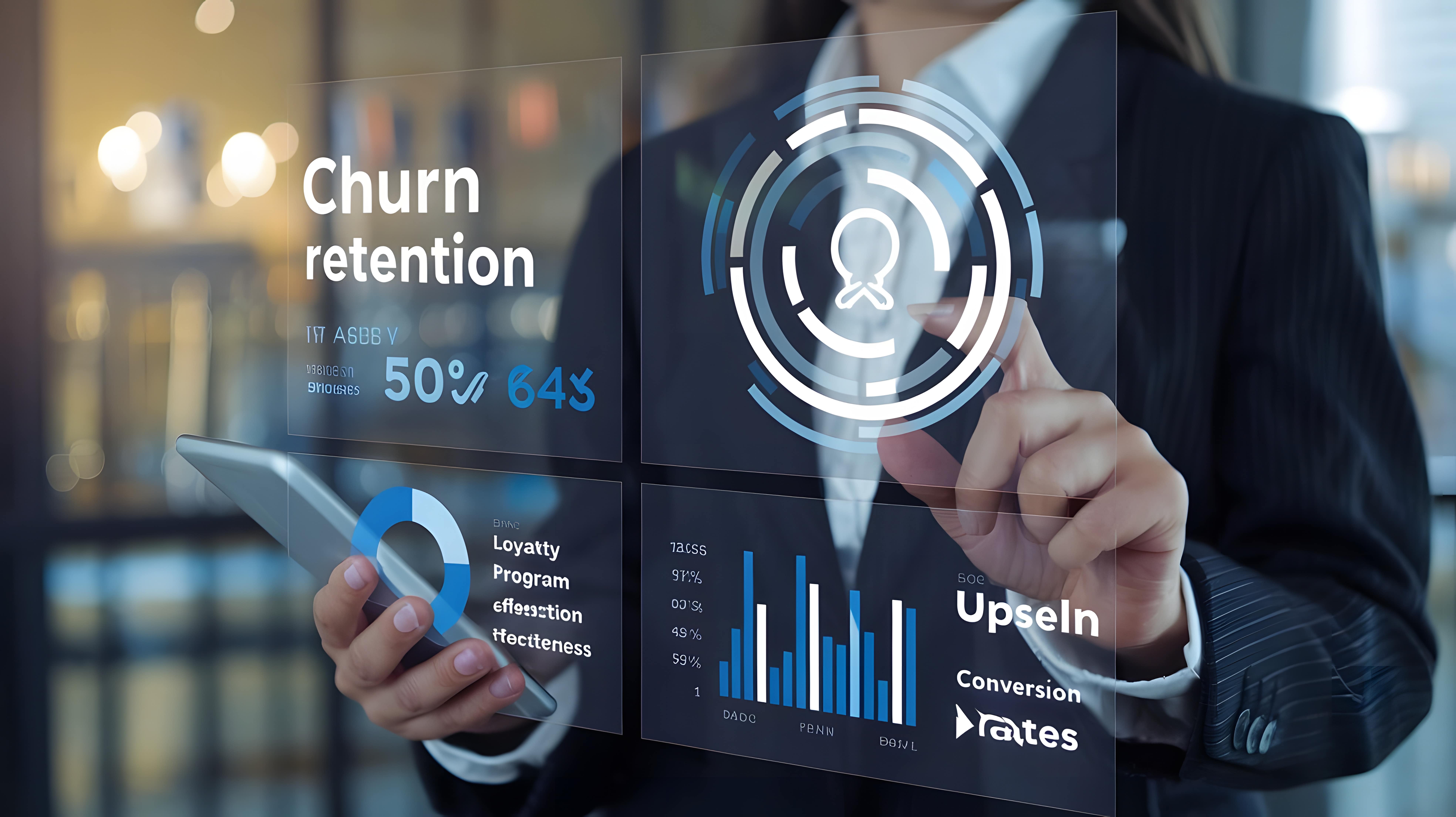 Visuelle Darstellung der Kundenbindung für effektives Churn-Management auf unserer Business-Analyse-Seite.